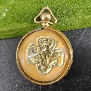 Rare Vintage Girl Scout Pendant Necklace Jewely Membership Double Sided Uniform
